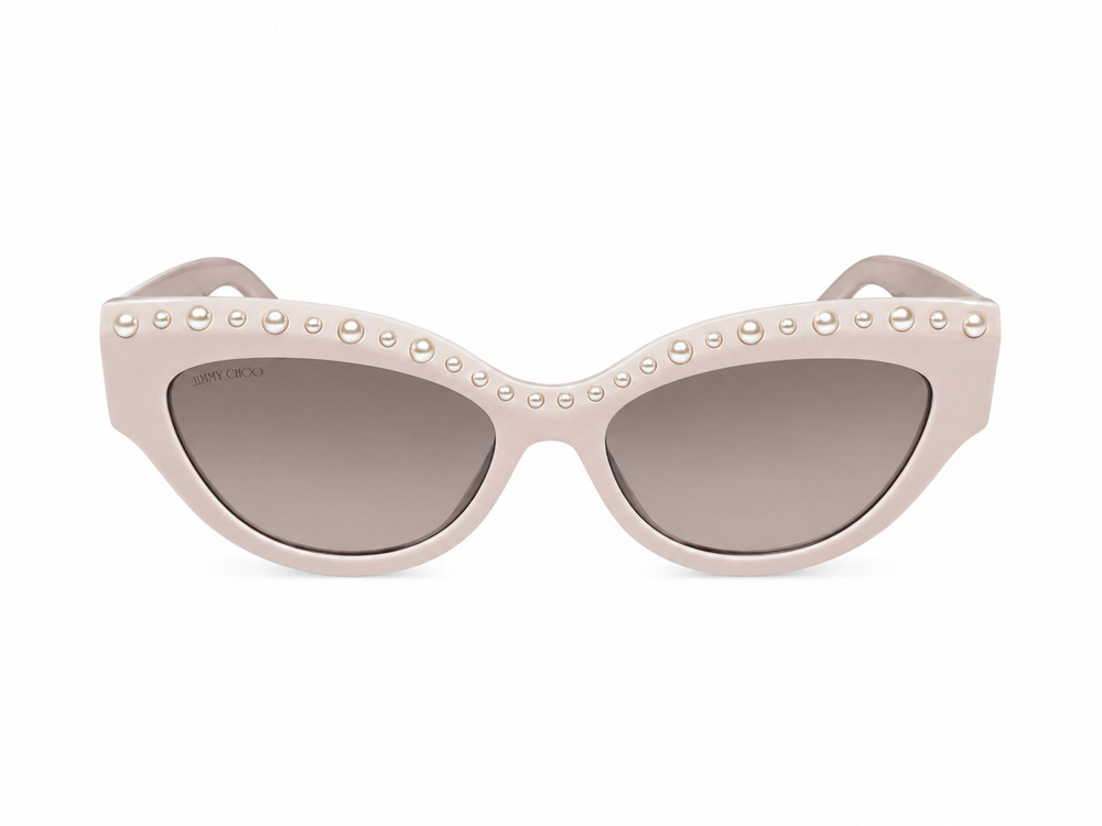 Jimmy Choo Sonja Light Pink Pearl Embellished Cat Eye Sunglasses 55-17-145